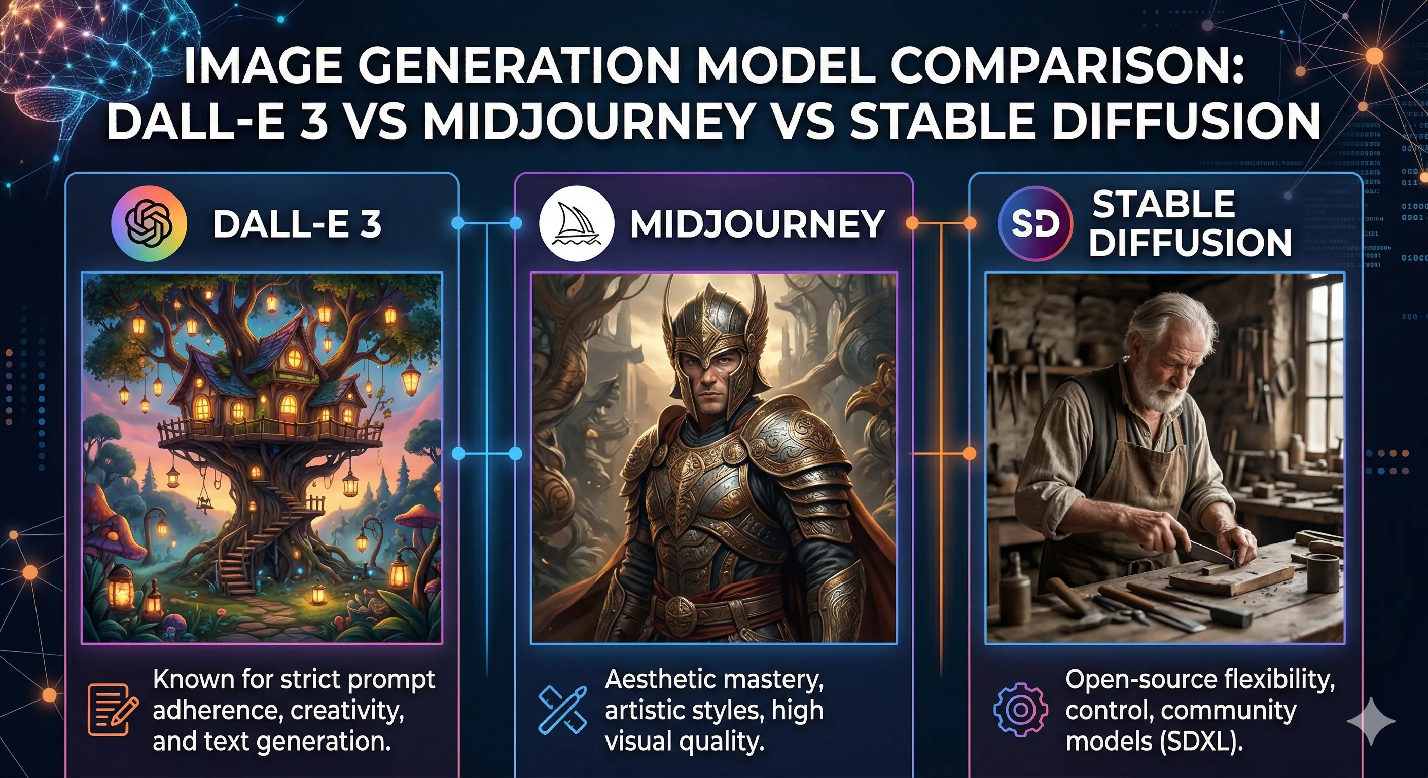Image Generation Model Comparison: DALL-E 3 vs Midjourney vs Stable Diffusion