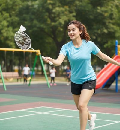 Sunlit Smashes: Badminton Bliss at the Playground