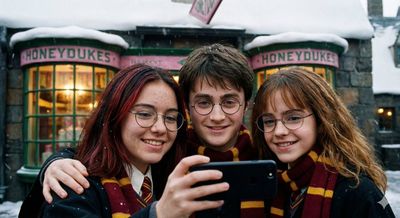 Sweet Snap in Hogsmeade: A Magical Winter Selfie