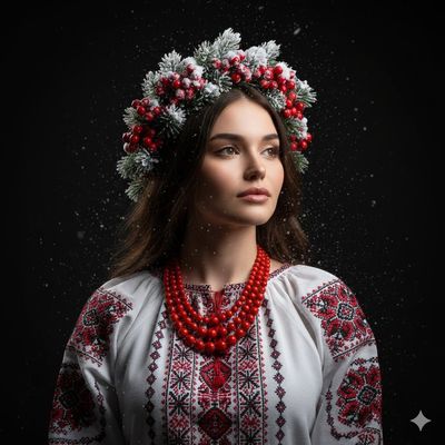 Frosted Elegance: A Portrait of Ukrainian Heritage