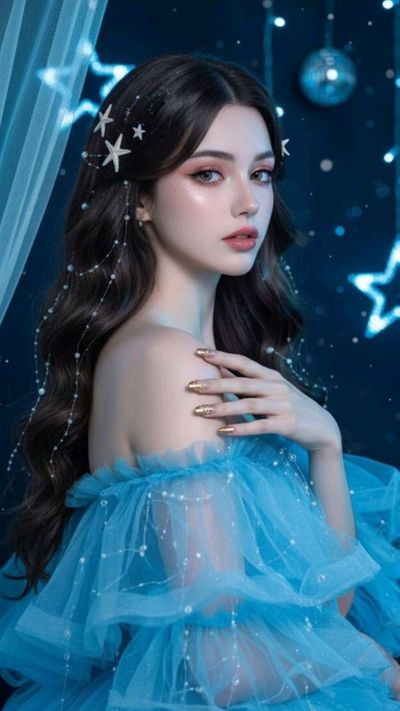 A Celestial Beauty Wrapped in Midnight's Embrace