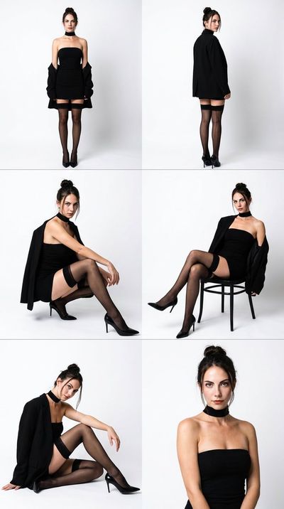 Chic Noir: A High-Fashion Portrait Collage