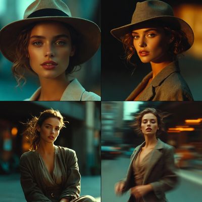 Cinematic Portraits in a Stylish 2x2 Grid