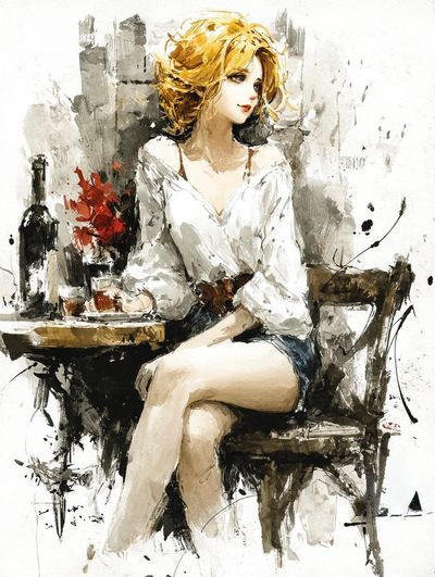 Melancholic Elegance: A Moment in Time