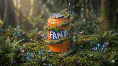 Whimsical Ecosystem on a Fanta Can
