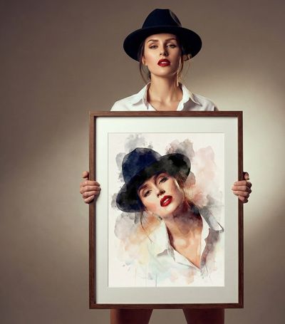 Framed Elegance: A Portrait in Watercolor