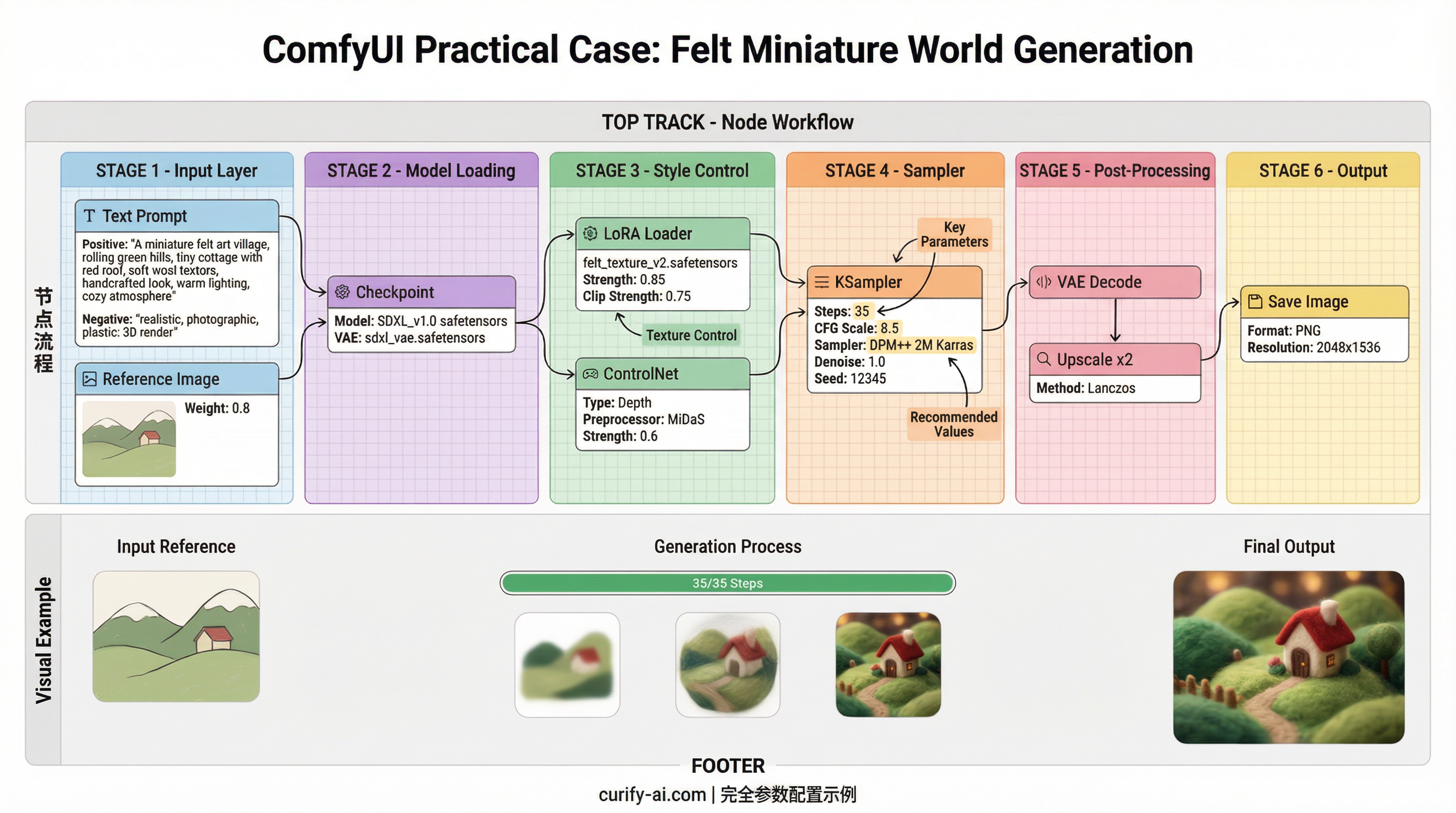 ComfyUI case study: wool felt miniature world (node workflow)