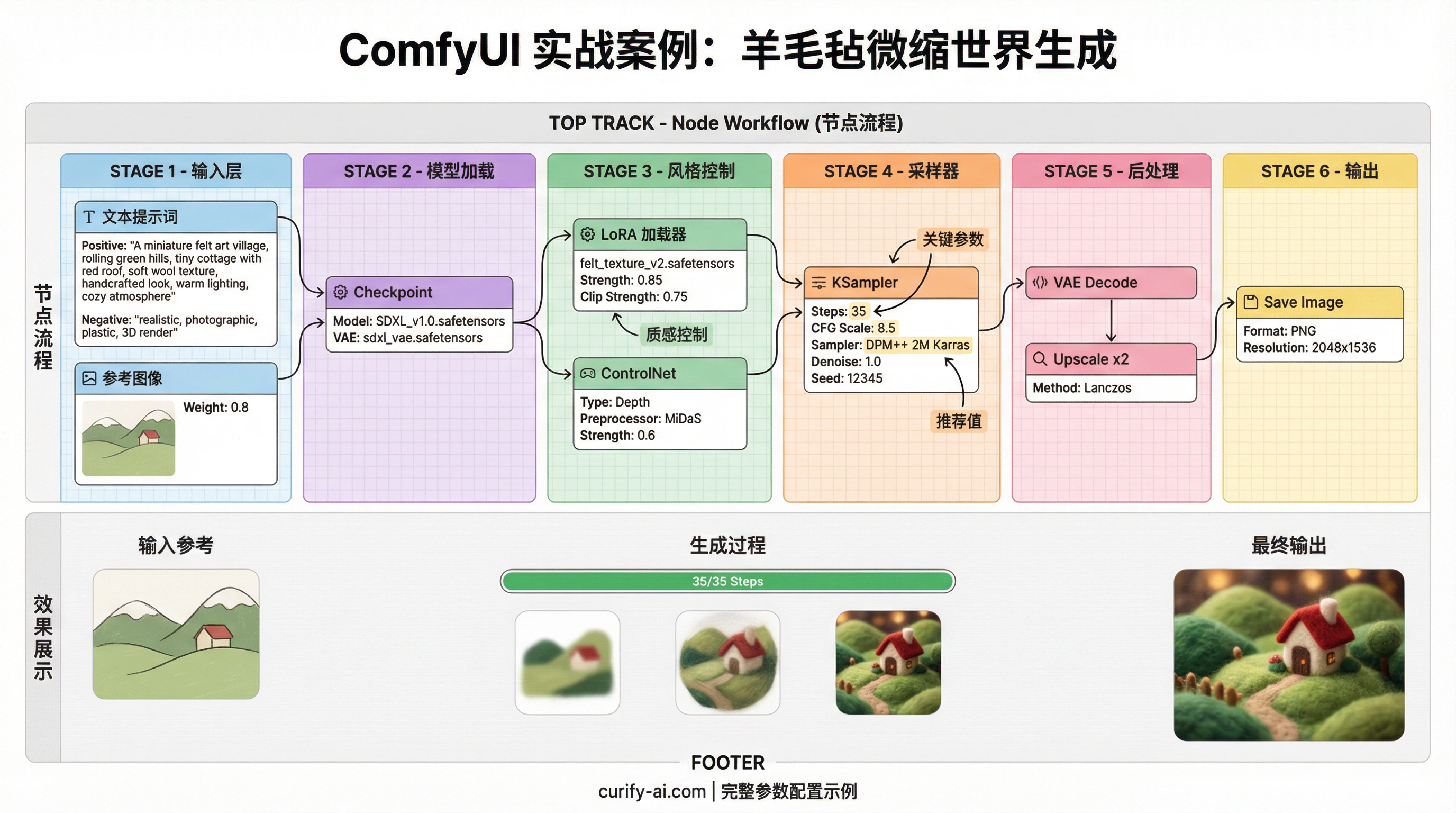 ComfyUI 实战案例:羊毛毡微缩世界(节点工作流)