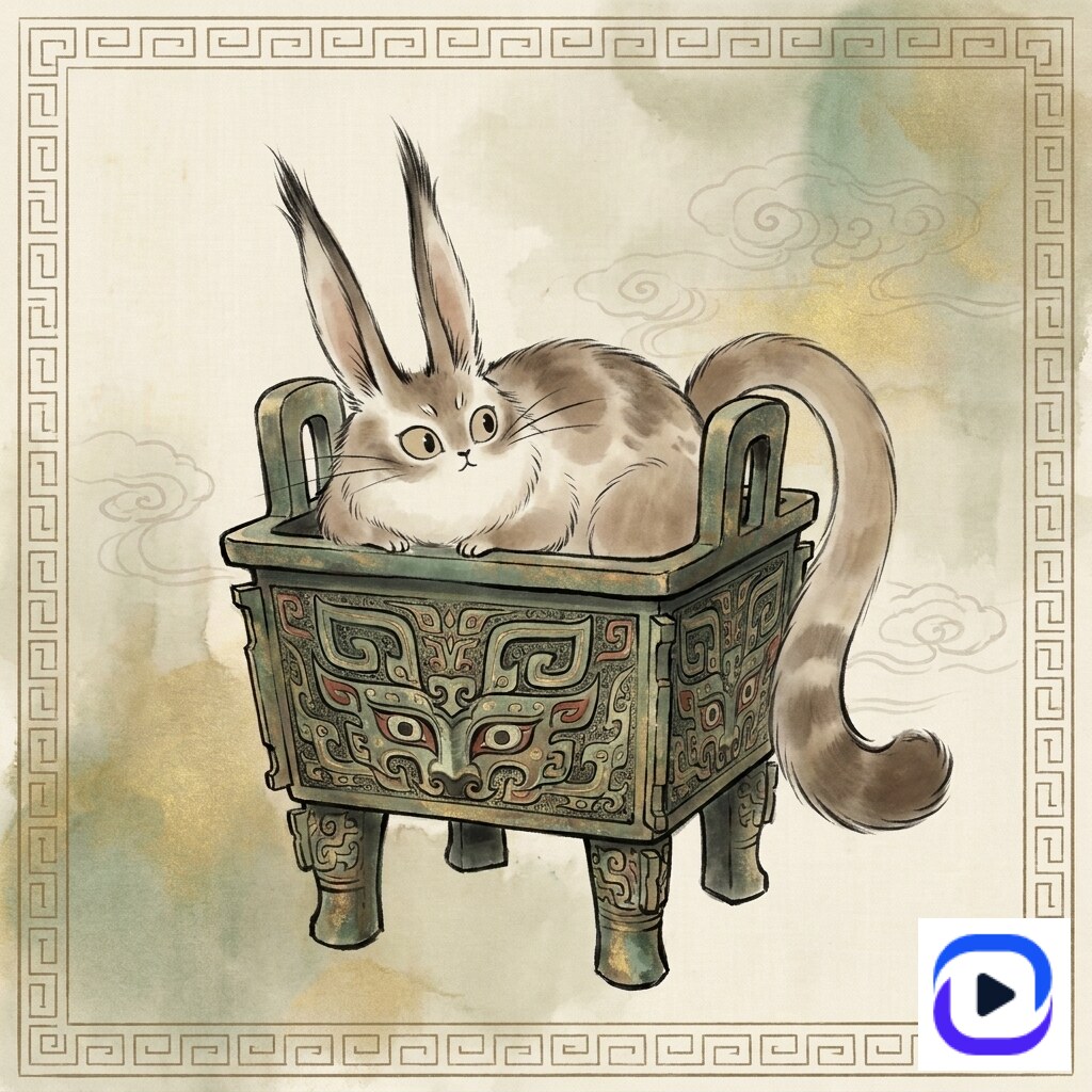 Stil-Erkundung 2 von 4 — Tinte-Aquarell-Stil, traditionelle 水墨-Wäsche mit kontrolliertem Ausbluten, Maskottchen-Proportionen unter einem völlig anderen ästhetischen Register gehalten