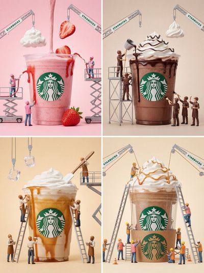 Sweet Construction: A Surreal Frappuccino World