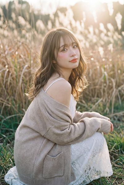 A Dreamy Japanese Idol in Sunlit Serenity