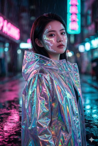 Futuristic Elegance on a Rainy Night