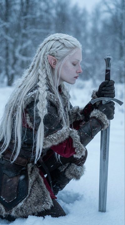 Frost-Kissed Elegance: The Elven Warrior in Winter's Grip
