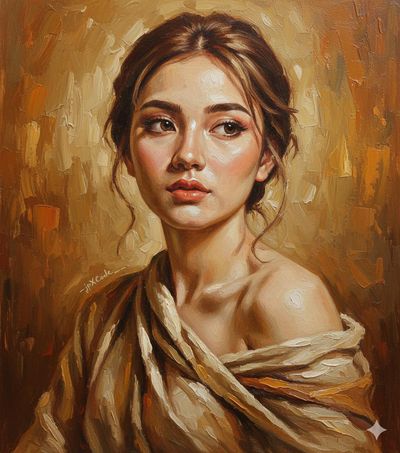 Radiant Portrait: Gemini's Essence Captured in Oil