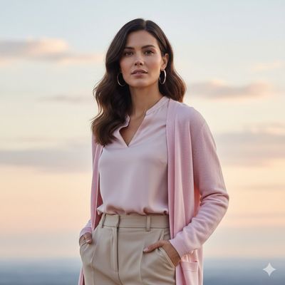 Elegance at Dawn: A Confident Portrait in Pastel Hues