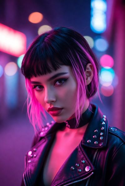 Neon Dreams: A Portrait of Futuristic Beauty