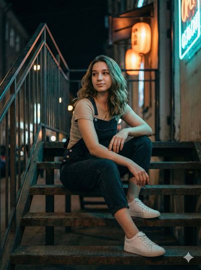Urban Elegance: A Cinematic Portrait at Night