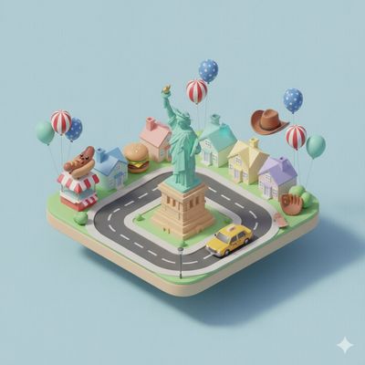 Playful Americana: A 3D Isometric Tribute