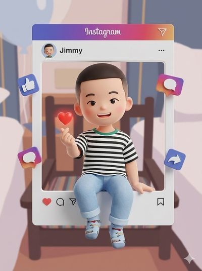 Playful 3D Character: Heartfelt in the Social Media Frame!