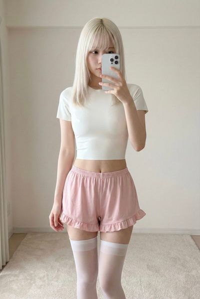 Chic Moments: A Mirror Selfie in Pastel Dreams