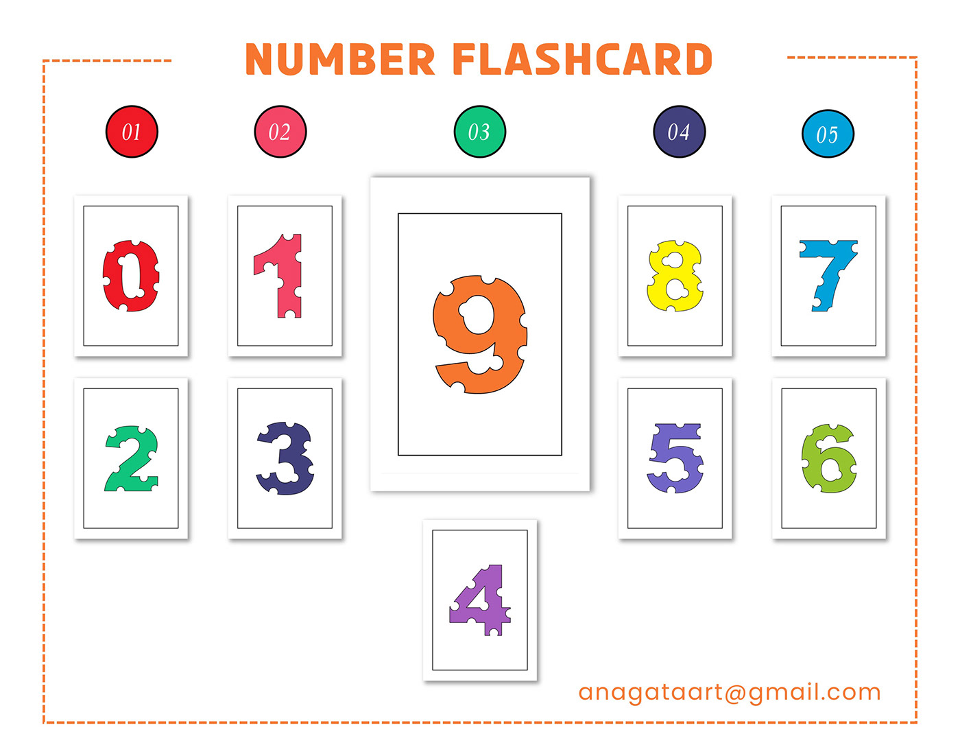 Kids Alphabet and Number Cartoon Flash Card Design