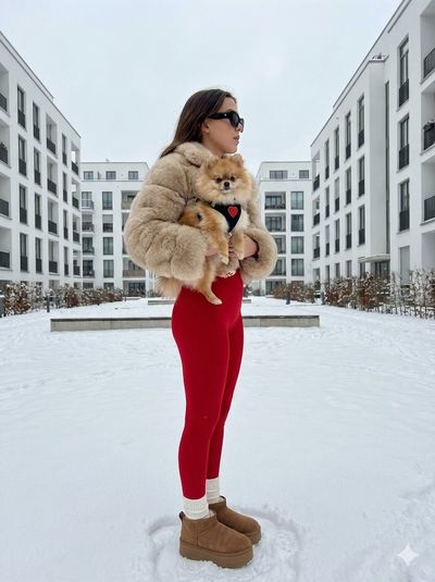 Chic Winter Vibes with Sadie Sink and Her Pomeranian
