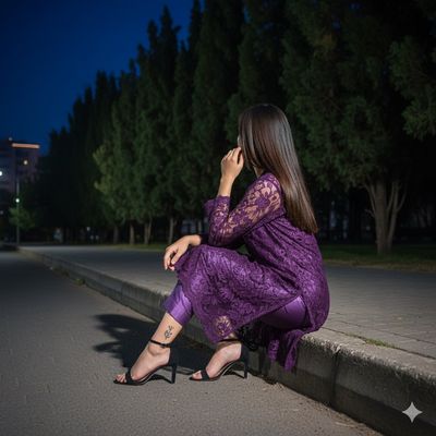 Elegant Nocturne: A Woman in Lace Under Moonlight