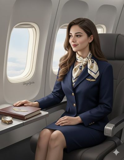 Jet-Set Elegance: A Flight Attendant's Smile in the Sky