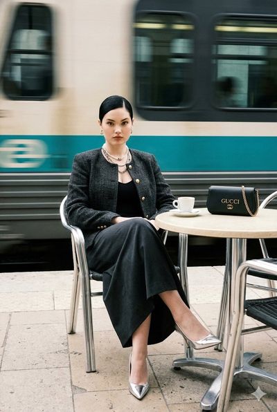 Chic Motion: A Glamorous Café Encounter