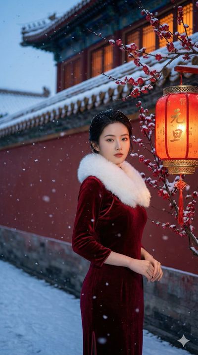Snowy Elegance: A Traditional Eastern Aesthetic