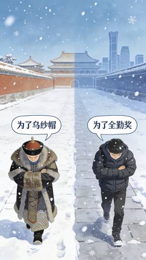 古今打工人跨时空撞脸!顶雪上班的宿命竟是一模一样?