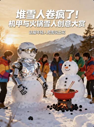 堆雪人卷疯了!从机甲到火锅,这届年轻人把雪玩出花