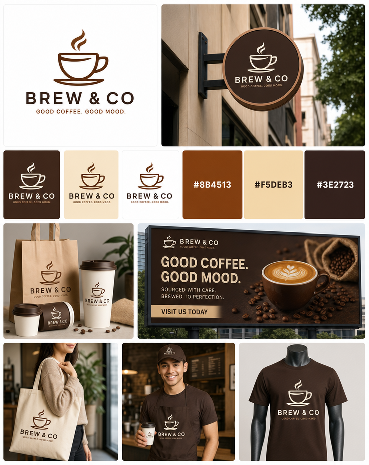 BREW & CO Coffee Shop brand identity moodboard