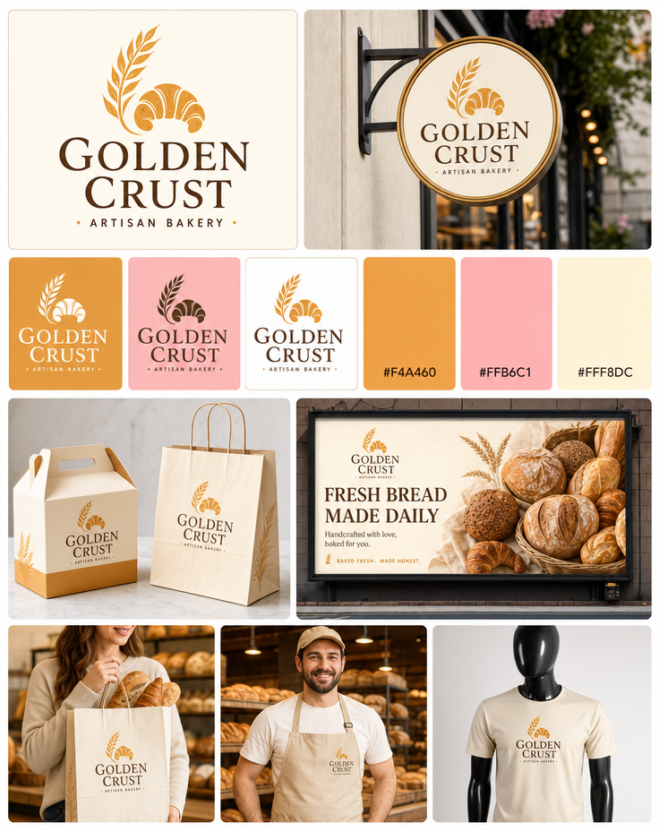 Golden Crust Bakery brand identity moodboard