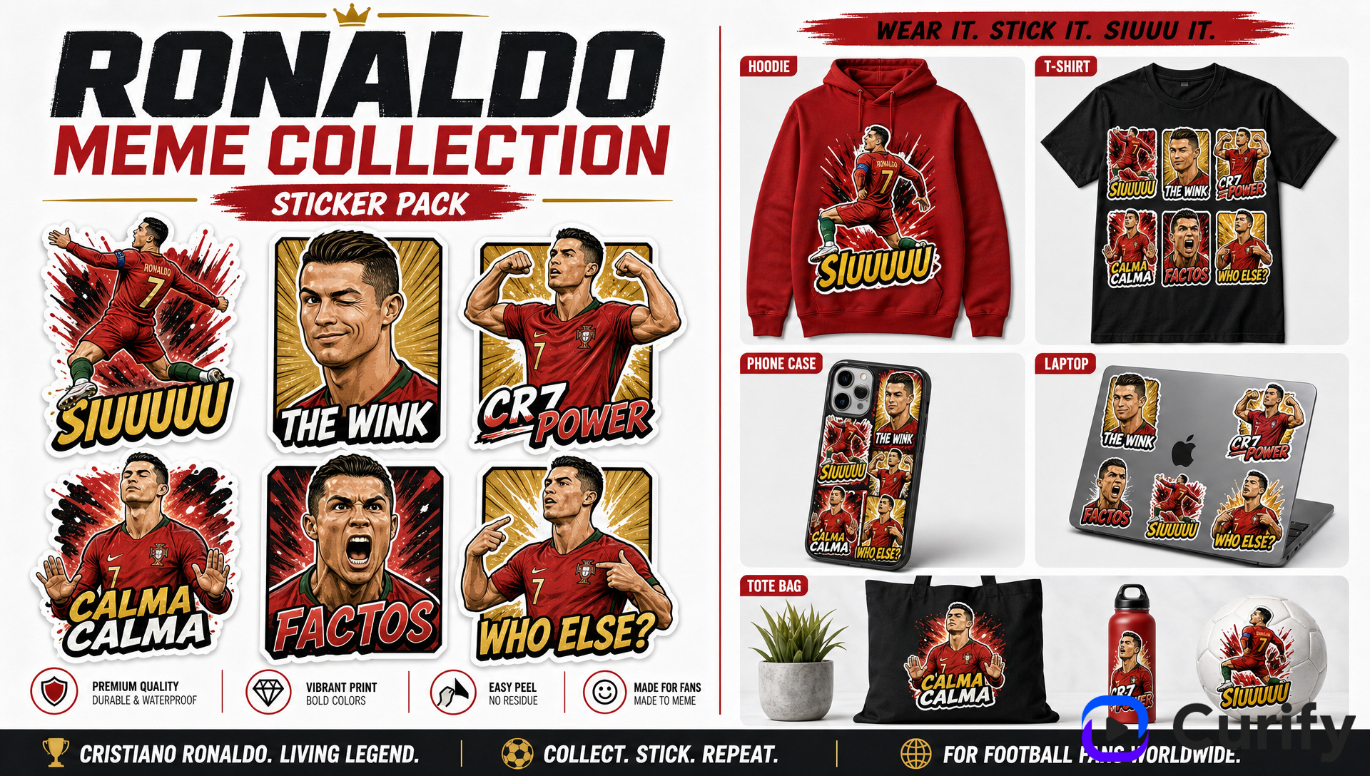 Cristiano Ronaldo (CR7) viral meme sticker pack & merch collection