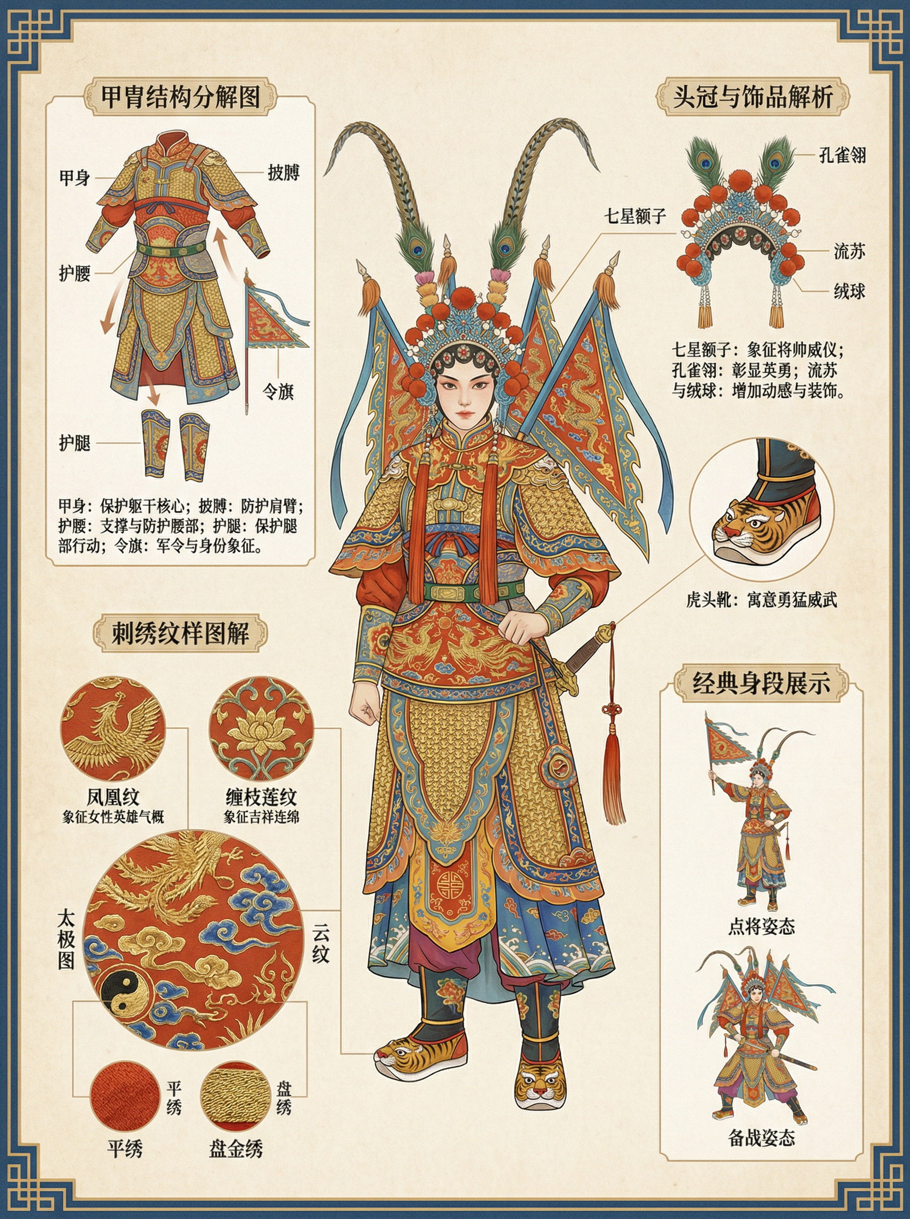 beijing opera colorful female armor