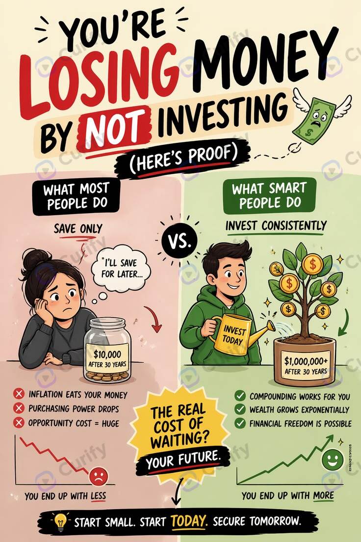 Finance Comparison Infographic — Saving vs Investing as a clean head-to-head data panel