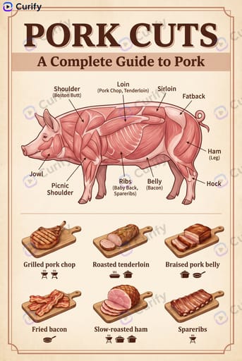 Animal Anatomy & Meat Cut Guide Poster