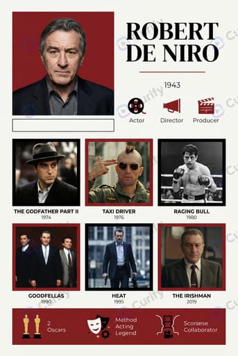 Celebrity Filmography Visual Guide: Iconic Movies and Achievements Posters