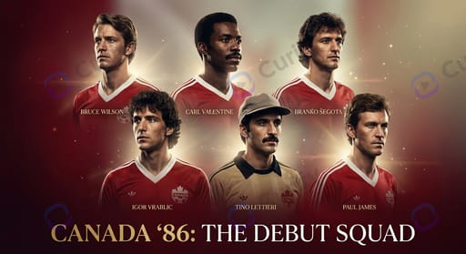 Canada 1986 World Cup debut squad — Bruce Wilson, Carl Valentine, Branko Šegota, Igor Vrablic, Tino Lettieri, Paul James