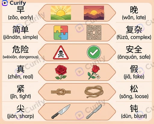 Chinese Verb Opposites Visual Guide: Learn Antonym Pairs
