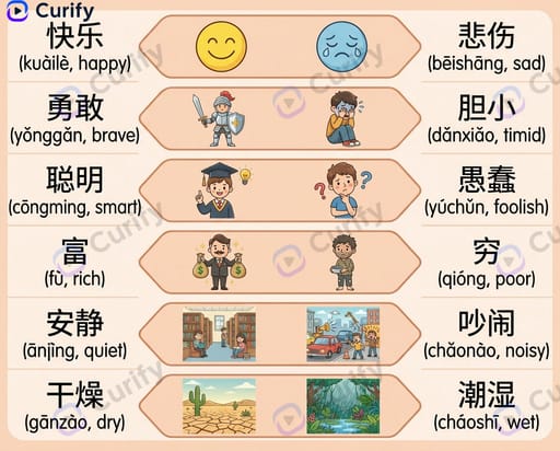 Chinese Verb Opposites Visual Guide: Learn Antonym Pairs