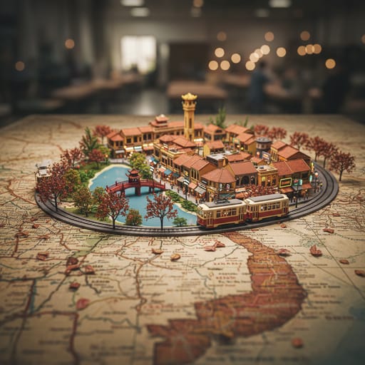 Nano Banana संकेत शब्द: शहर सूक्ष्म दृश्य मानचित्र जनरेटर｜Curify AI