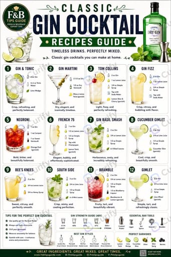 Classic Spirits Cocktail Recipe Grid Poster preview 1