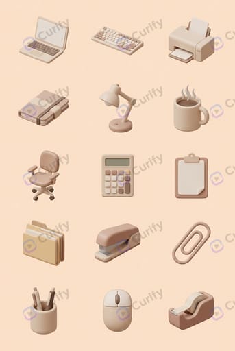 Clay Cute 3D Icon Grid Sheet