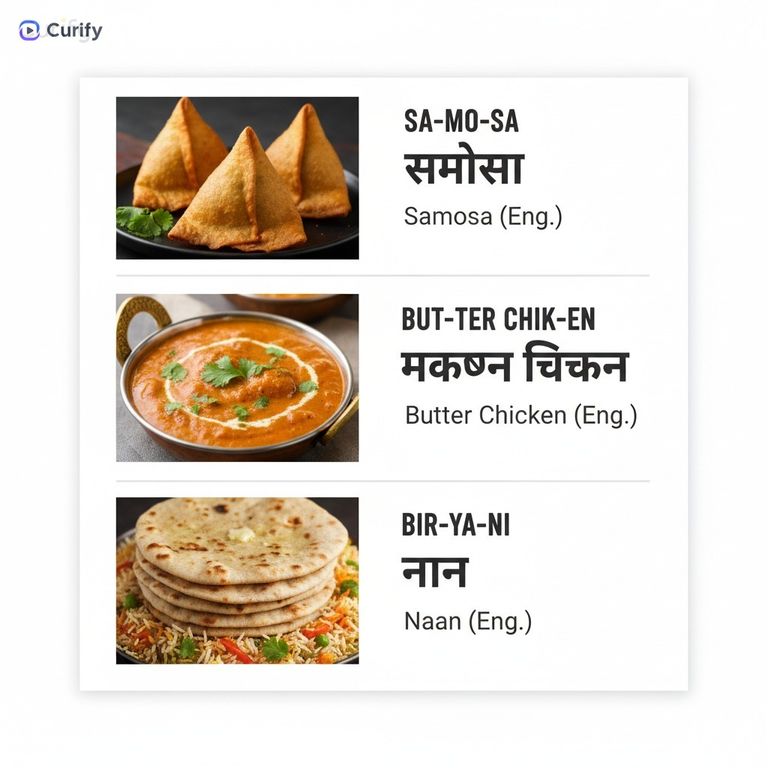 Küchen-Lebensmittelvokabular-Poster | Curify AI