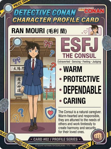 탐정 코난 캐릭터 MBTI 카드 (AI 애니메이션 프로필) | Curify AI