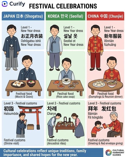 Nano Banana Prompt: East Asian Culture Comparison Infographic | Curify AI
