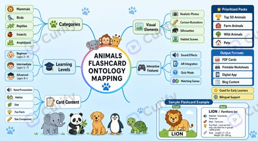 animal learning card structure mindmap