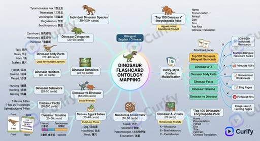 dinosaur bilingual mindmap